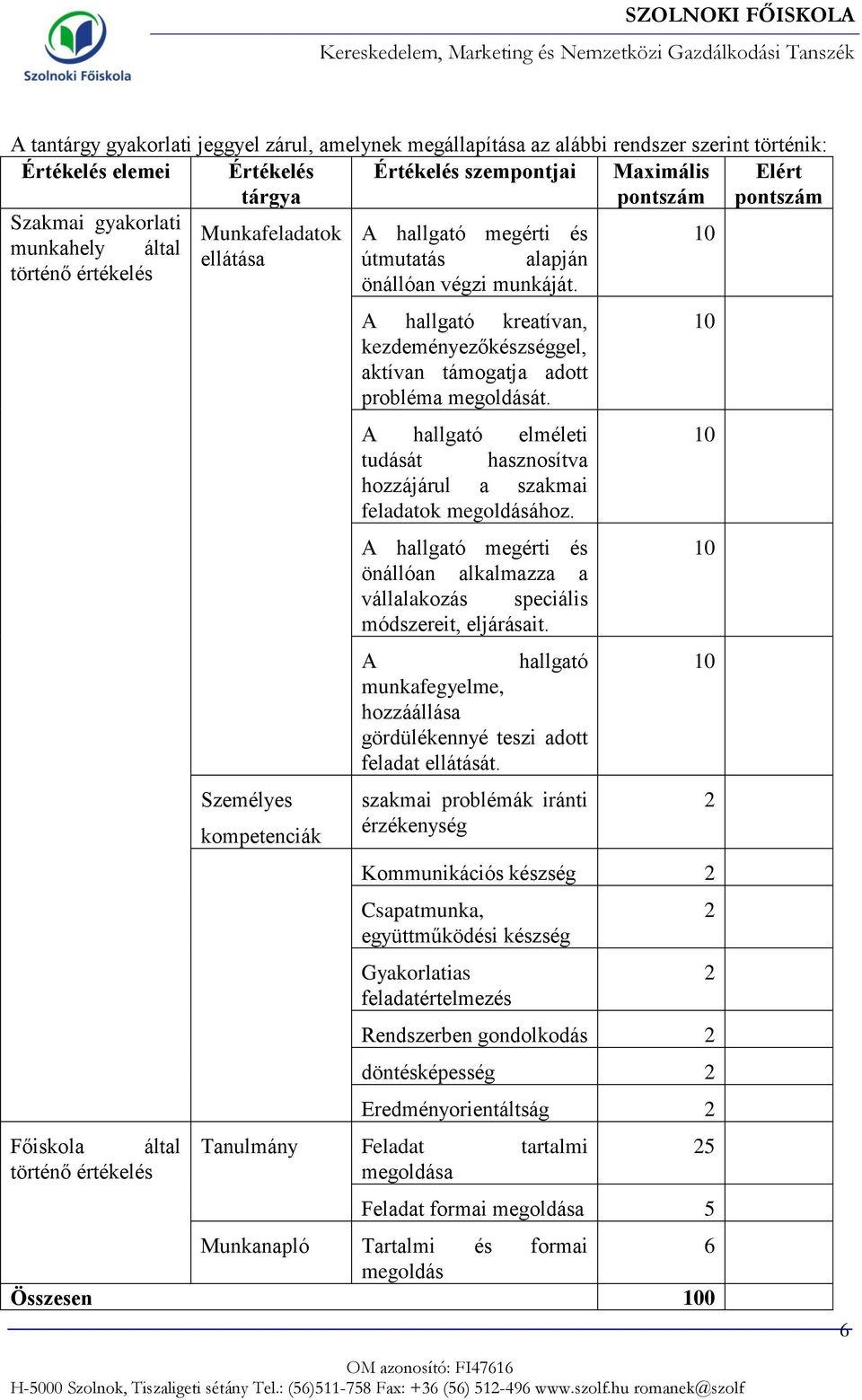 A hallgató kreatívan, kezdeményezőkészséggel, aktívan támogatja adott probléma megoldását. A hallgató elméleti tudását hasznosítva hozzájárul a feladatok megoldásához.