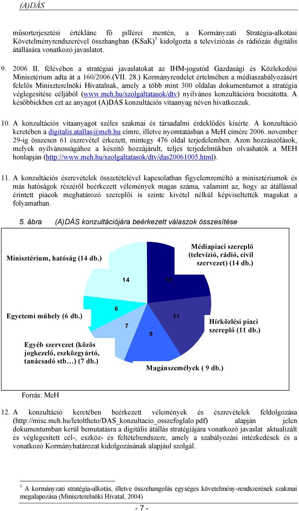 ) Kormányrendelet értelmében a médiaszabályozásért felelős Miniszterelnöki Hivatalnak, amely a több mint 300 oldalas dokumentumot a stratégia véglegesítése céljából (www.meh.