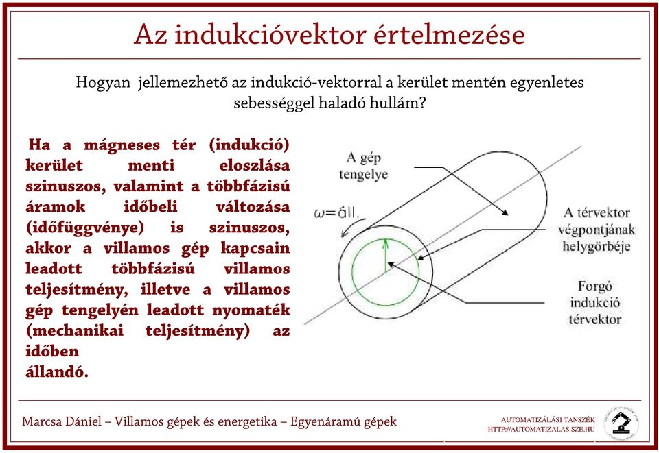 Ha a mágneses tér (indukció) kerület menti eloszlása szinuszos, valamint a többfázisú áramok időbeli