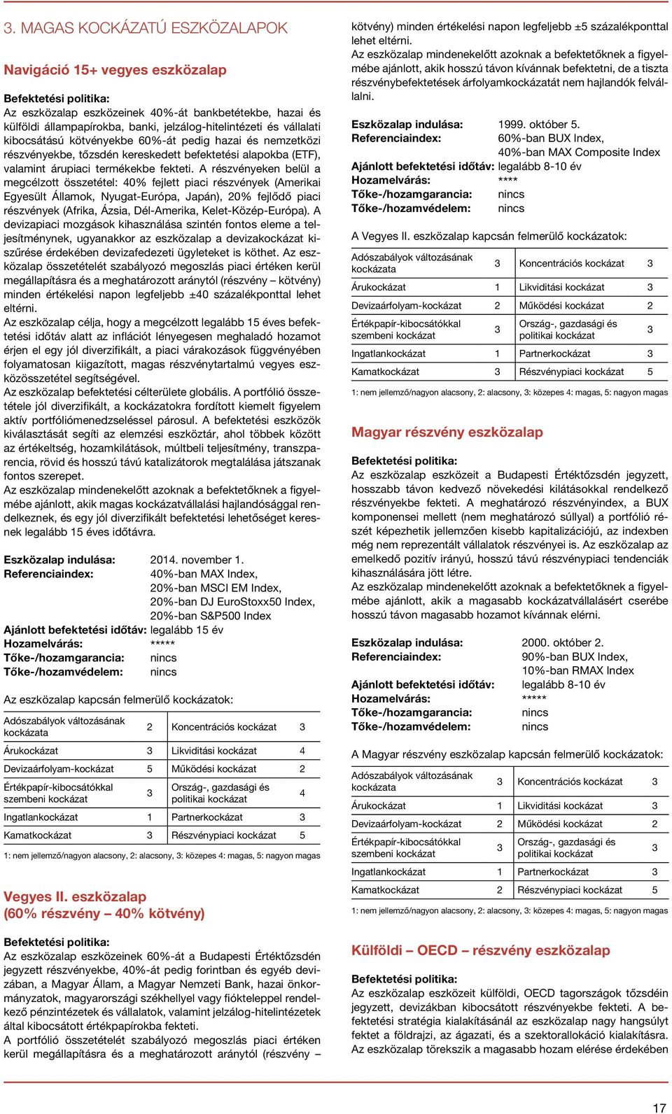 A részvényeken belül a megcélzott összetétel: 40% fejlett piaci részvények (Amerikai Egyesült Államok, Nyugat-Európa, Japán), 0% fejlődő piaci részvények (Afrika, Ázsia, Dél-Amerika,