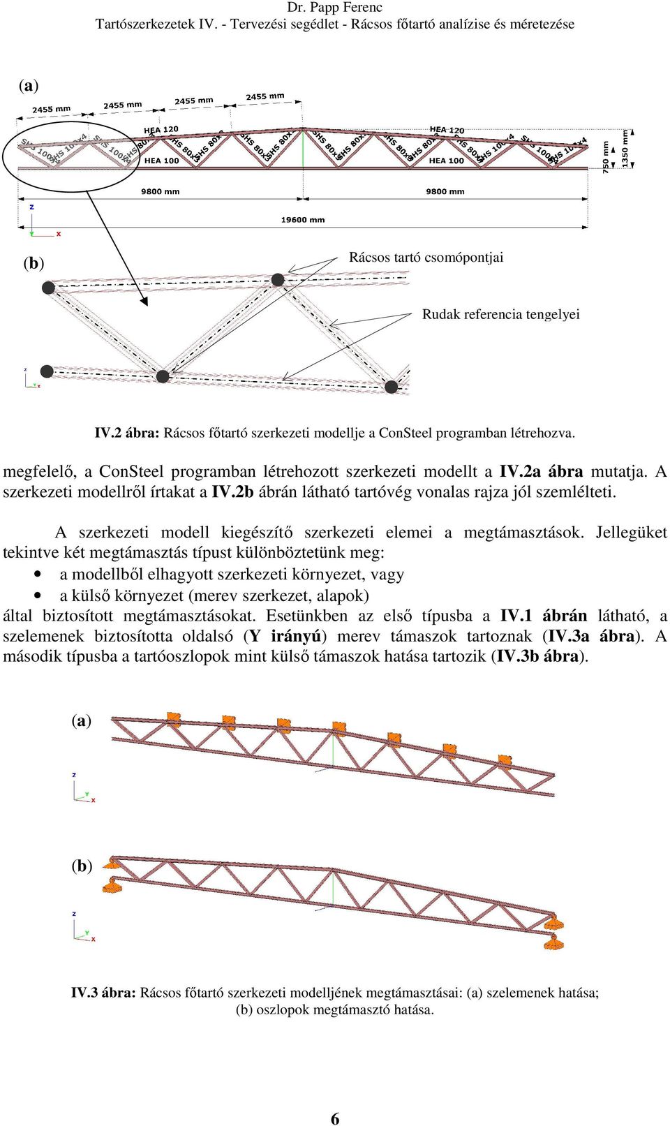 A szerkezeti modell kiegészítő szerkezeti elemei a megtámasztások.