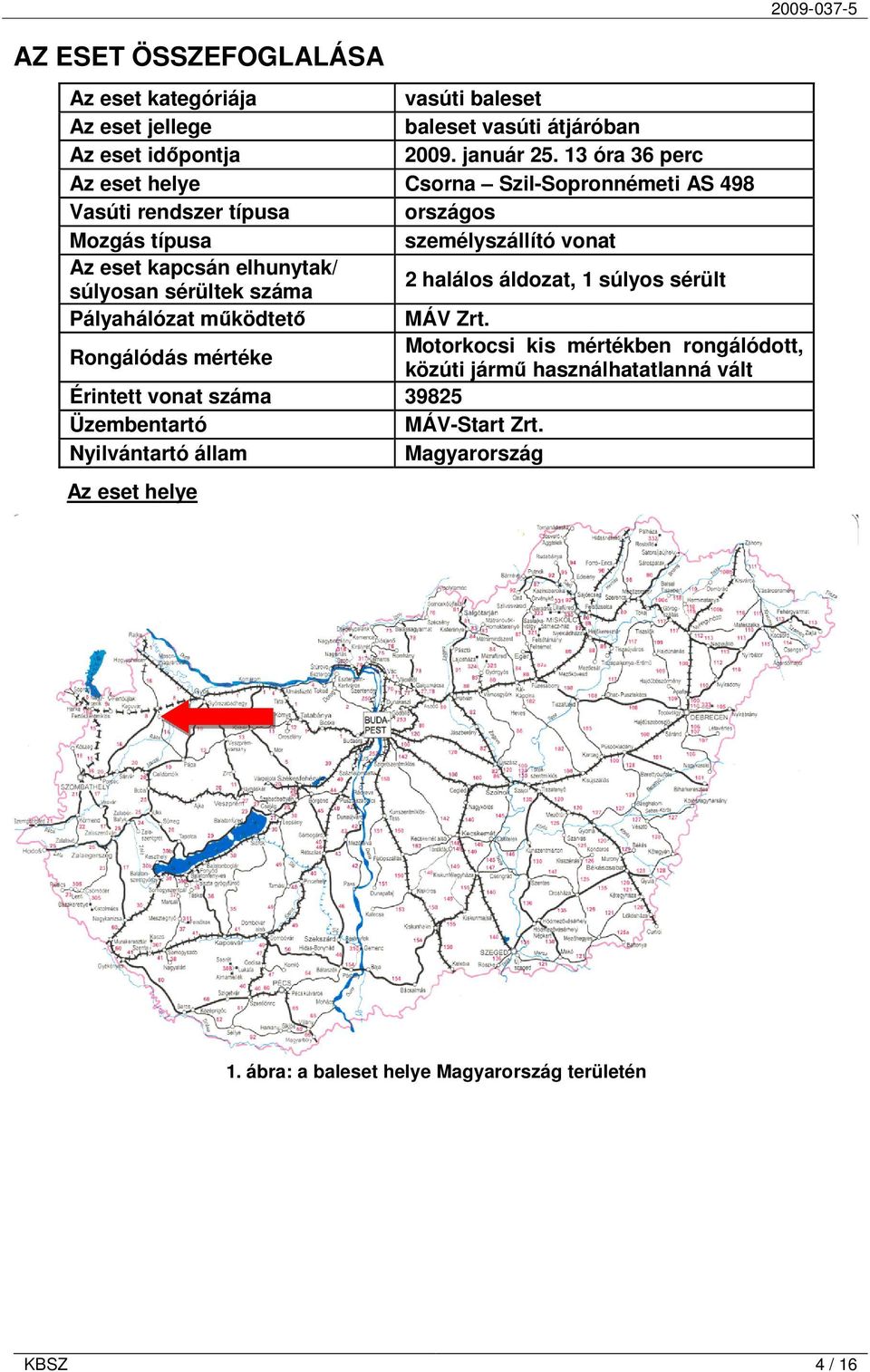 súlyosan sérültek száma 2 halálos áldozat, 1 súlyos sérült Pályahálózat működtető MÁV Zrt.