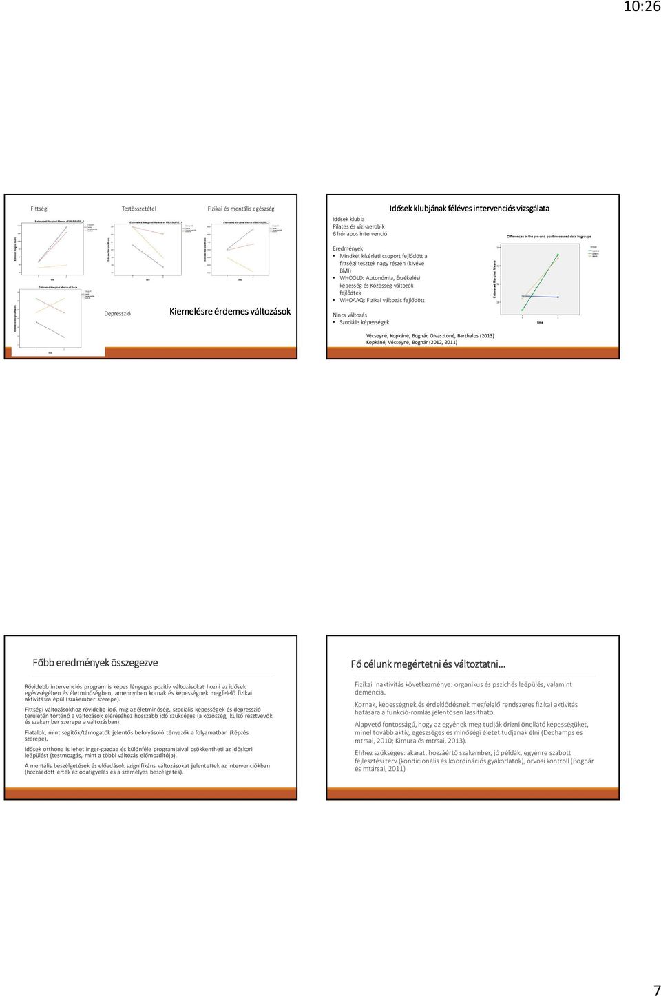 fejlődött Nincs változás Szociális képességek Vécseyné, Kopkáné, Bognár, Olvasztóné, Barthalos(2013) Kopkáné, Vécseyné, Bognár (2012, 2011) Főbb eredmények összegezve Fő célunk megértetni és