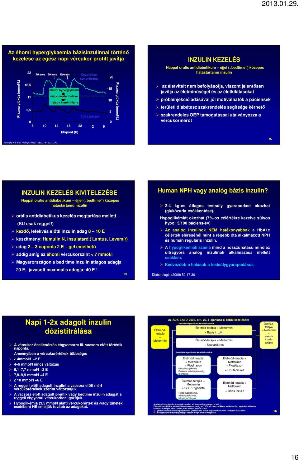 éhomi hyperglykémia máj cukortermelése relatív inzulinhiány Időpont (h) Kezeletlen cukorbeteg Egészséges 20 15 10 5 0 Plazma glükóz (mmol/l) INZULIN KEZELÉS Nappal oralis antidiabetikum éjjel (