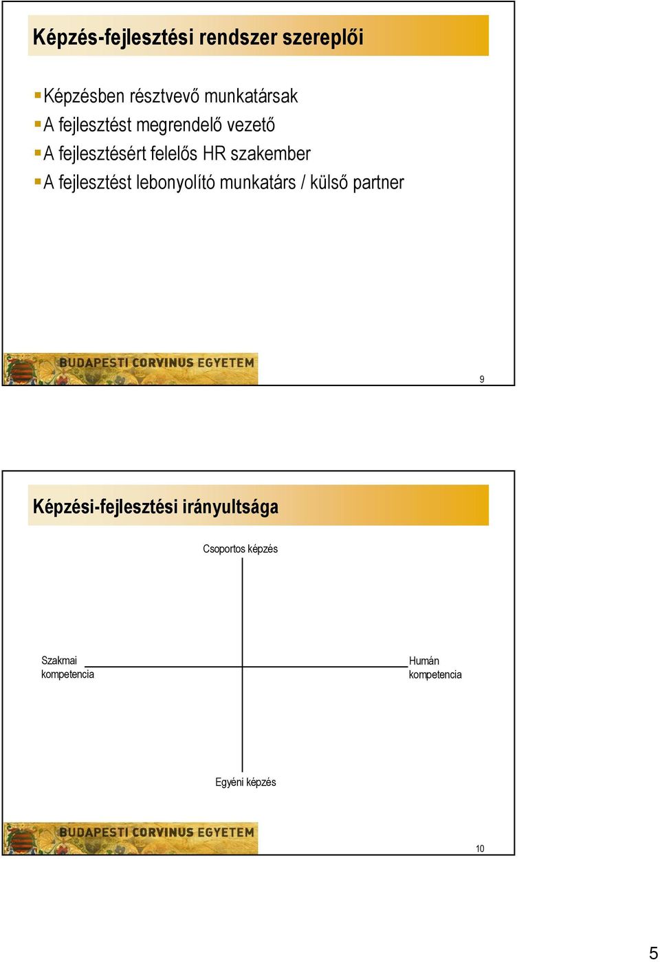 fejlesztést lebonyolító munkatárs / külső partner 9 Képzési-fejlesztési