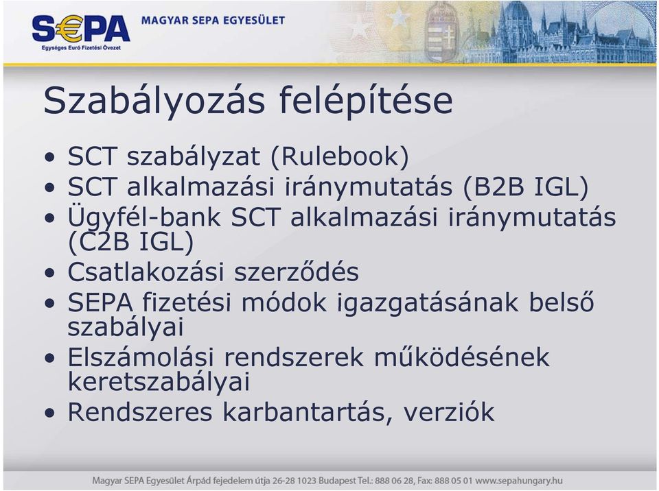 Csatlakozási szerződés SEPA fizetési módok igazgatásának belső szabályai