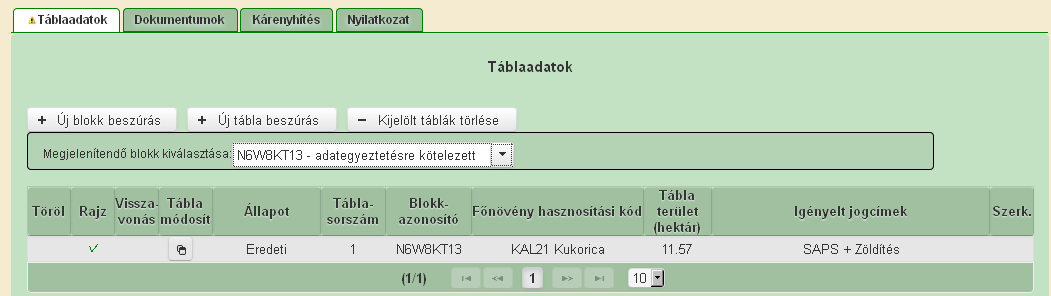 4.1 Egybeművelést nem tartalmazó fizikai blokkokban történő adategyeztetés A Táblaadatok fülön a Megjelenítendő blokk kiválasztása résznél lehet listázni a blokkokat külön-külön, kék színnel jelölve