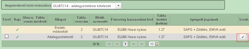 Amennyiben a korábbi igénylésünket fenntartjuk és nem szeretnénk módosítani a korábban feltöltött táblarajzunkon,