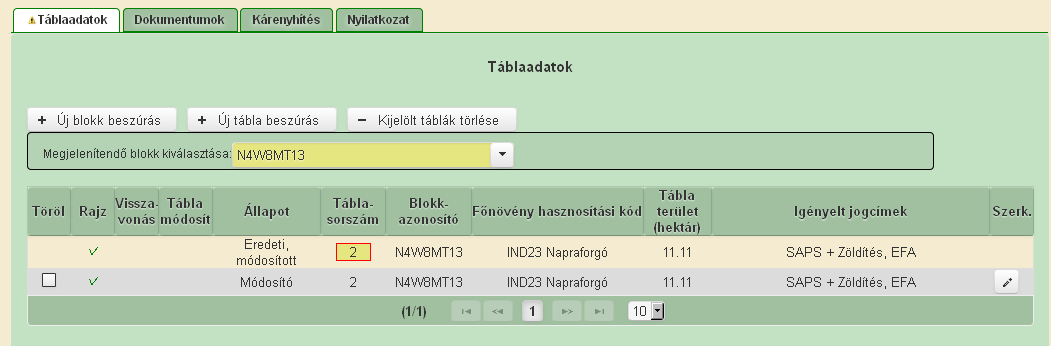 A módosító sor végén található Szerkesztés gombra kattintva