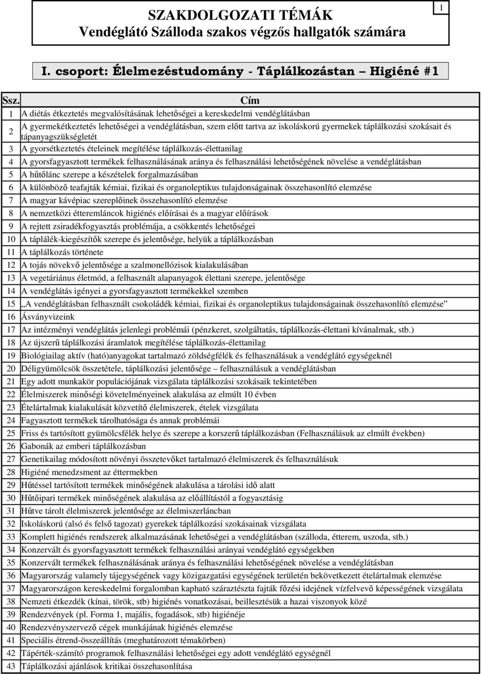 aránya és felhasználási lehetıségének növelése a vendéglátásban 5 A hőtılánc szerepe a készételek forgalmazásában 6 A különbözı teafajták kémiai, fizikai és organoleptikus tulajdonságainak