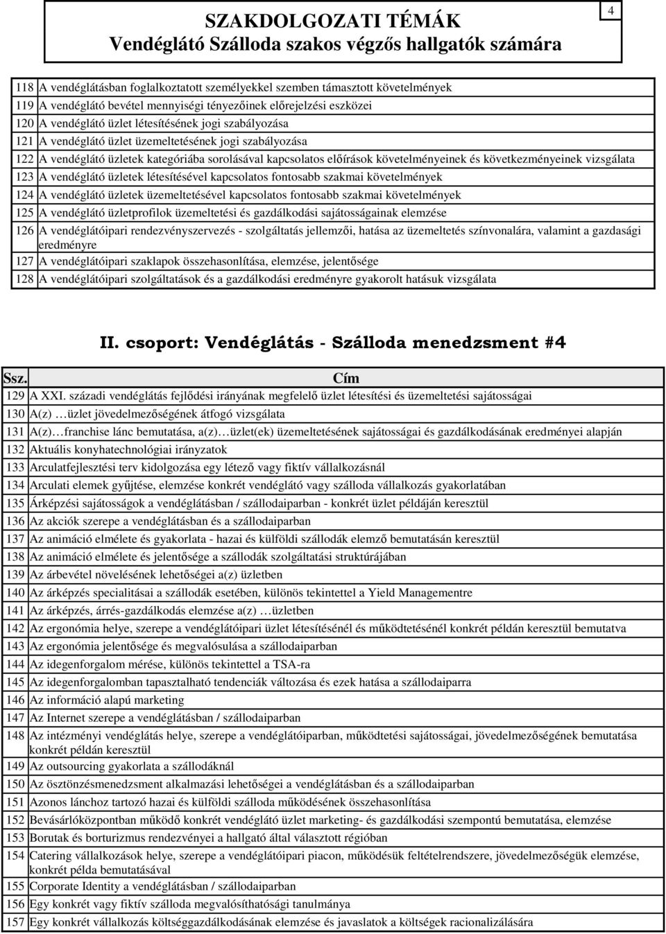 vendéglátó üzletek létesítésével kapcsolatos fontosabb szakmai követelmények 124 A vendéglátó üzletek üzemeltetésével kapcsolatos fontosabb szakmai követelmények 125 A vendéglátó üzletprofilok