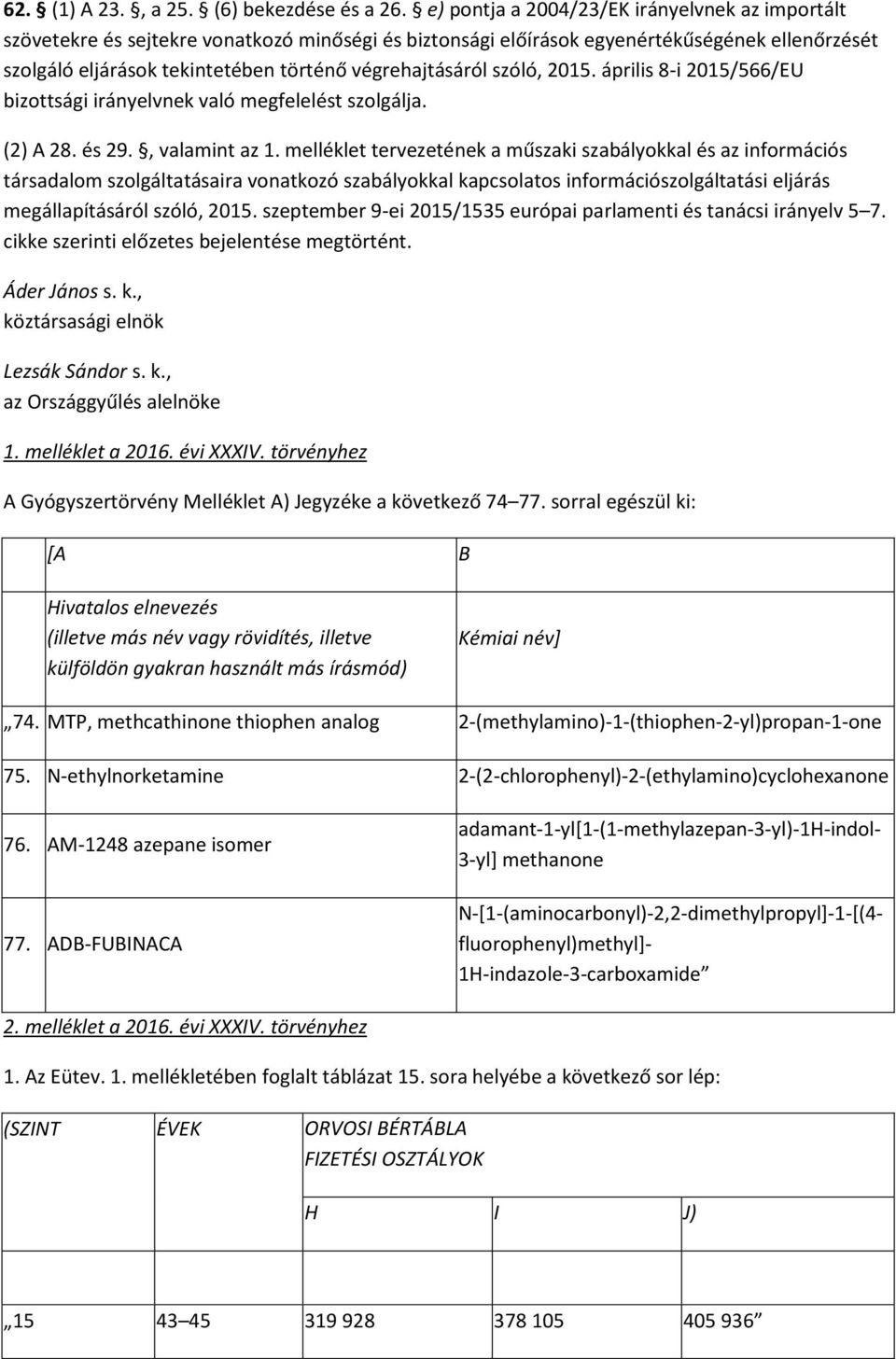 végrehajtásáról szóló, 2015. április 8-i 2015/566/EU bizottsági irányelvnek való megfelelést szolgálja. (2) A 28. és 29., valamint az 1.