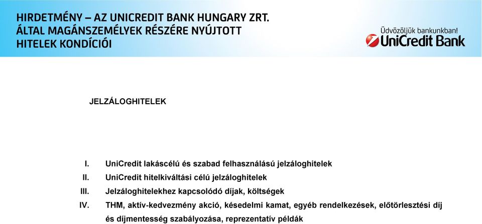 UniCredit hitelkiváltási célú jelzáloghitelek III.