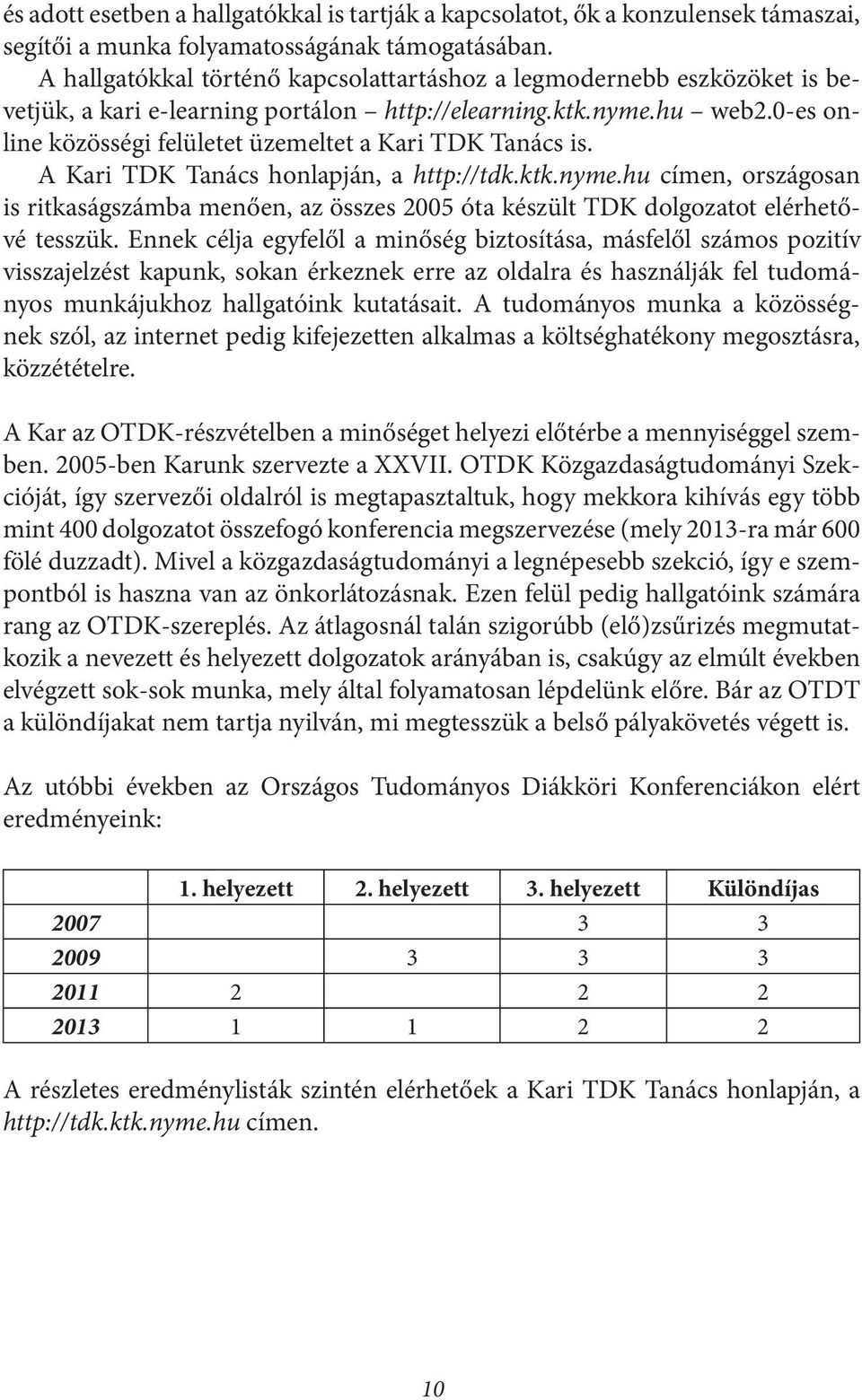 0-es online közösségi felületet üzemeltet a Kari TDK Tanács is. A Kari TDK Tanács honlapján, a http://tdk.ktk.nyme.