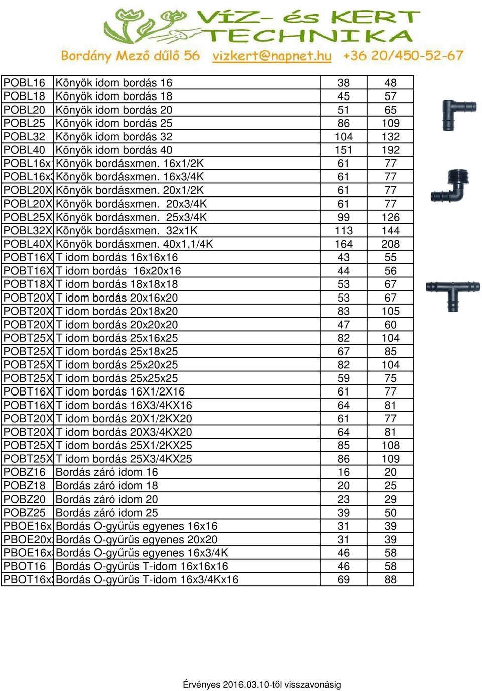 20x3/4K 61 77 POBL25X3Könyök bordásxmen. 25x3/4K 99 126 POBL32X1Könyök bordásxmen. 32x1K 113 144 POBL40X5Könyök bordásxmen.