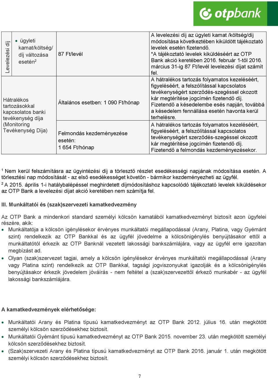 *A tájékoztató levelek kiküldéséért az OTP Bank akció keretében 2016. február 1-től 2016. március 31-ig 87 Ft/levél levelezési díjat számít fel.