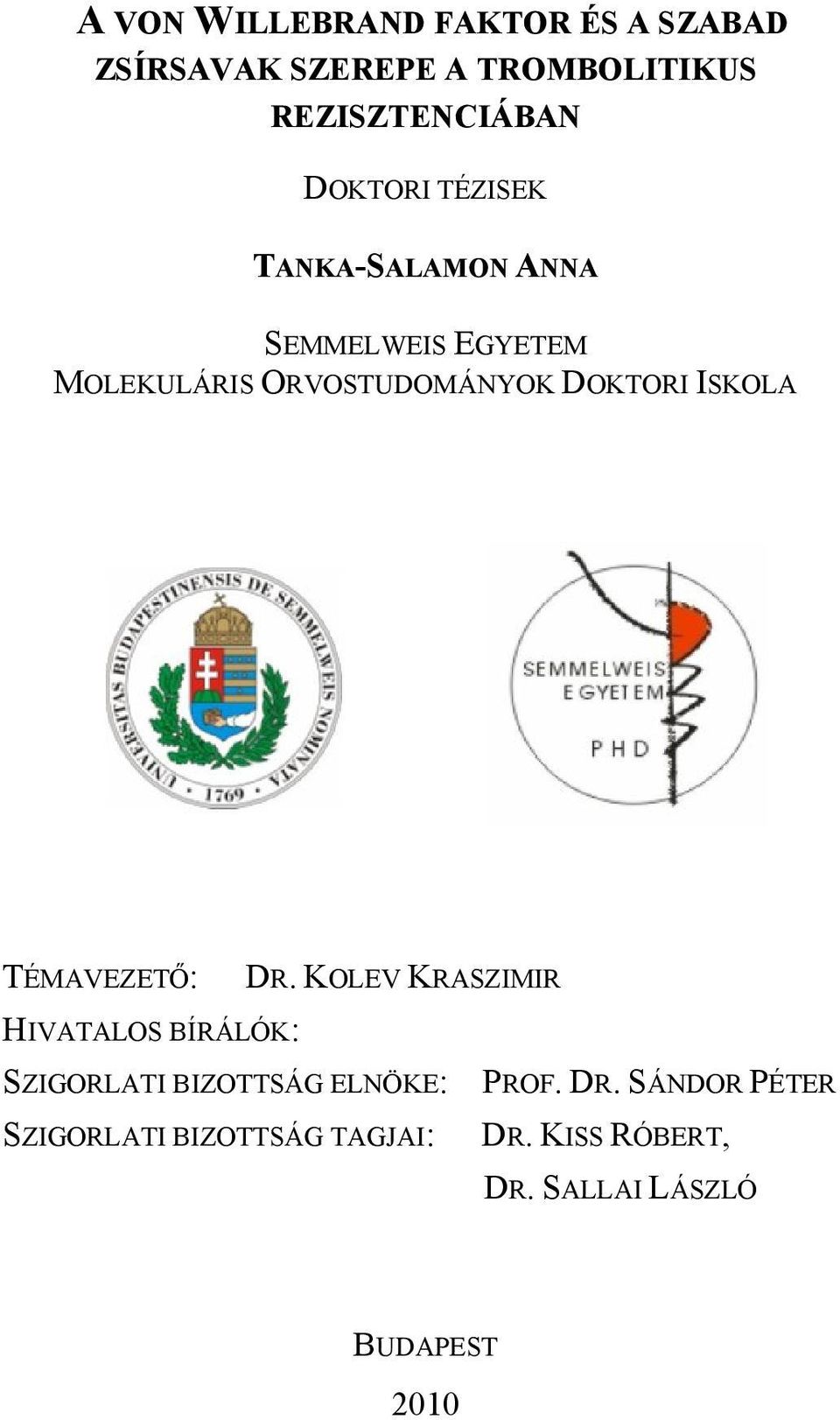 ISKOLA TÉMAVEZETŐ: DR.