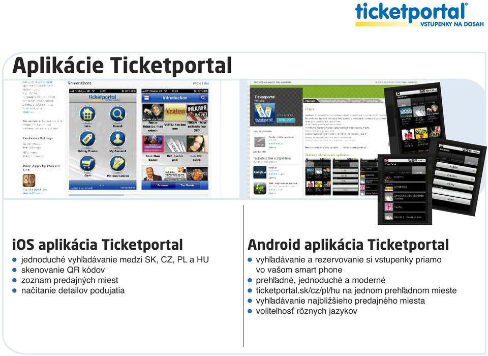 vyhľadávanie a rezervovanie si vstupenky priamo vo vašom smart phone l prehľadné, jednoduché a moderné l