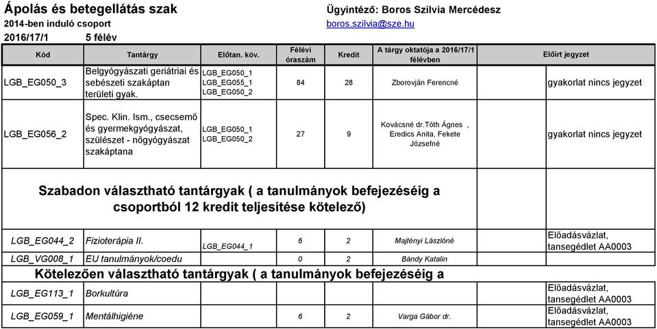 , csecsemő és gyermekgyógyászat, szülészet - nőgyógyászat szakáptana LGB_EG050_1 LGB_EG050_2 27 9 Kovácsné dr.