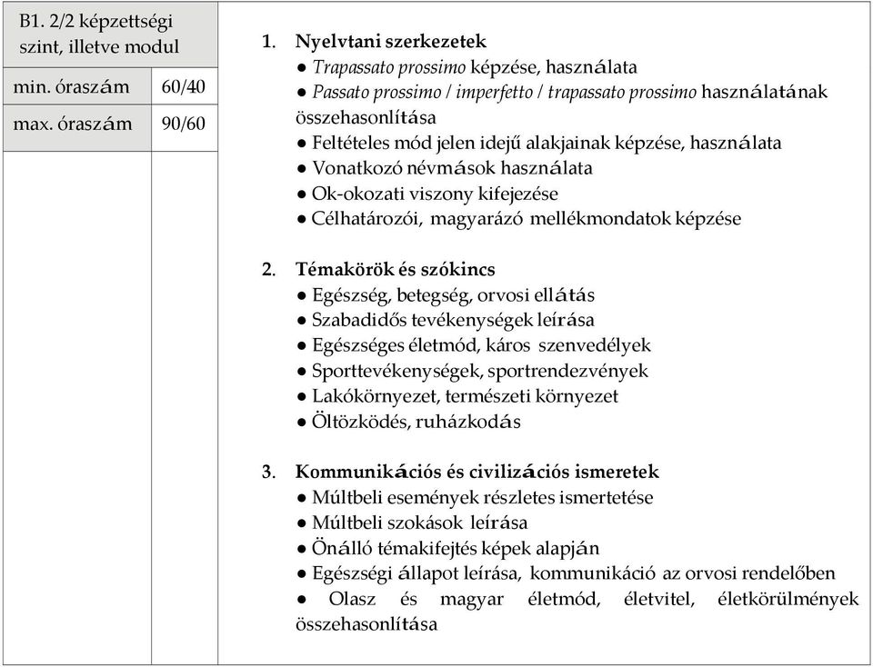 képzése Egészség, betegség, orvosi ellátás Szabadidős tevékenységek leírása Egészséges életmód, káros szenvedélyek Sporttevékenységek, sportrendezvények Lakókörnyezet, természeti környezet