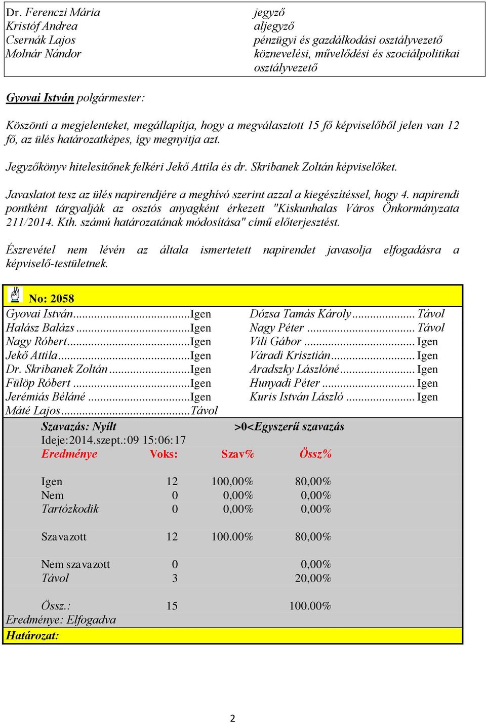 Skribanek Zoltán képviselőket. Javaslatot tesz az ülés napirendjére a meghívó szerint azzal a kiegészítéssel, hogy 4.