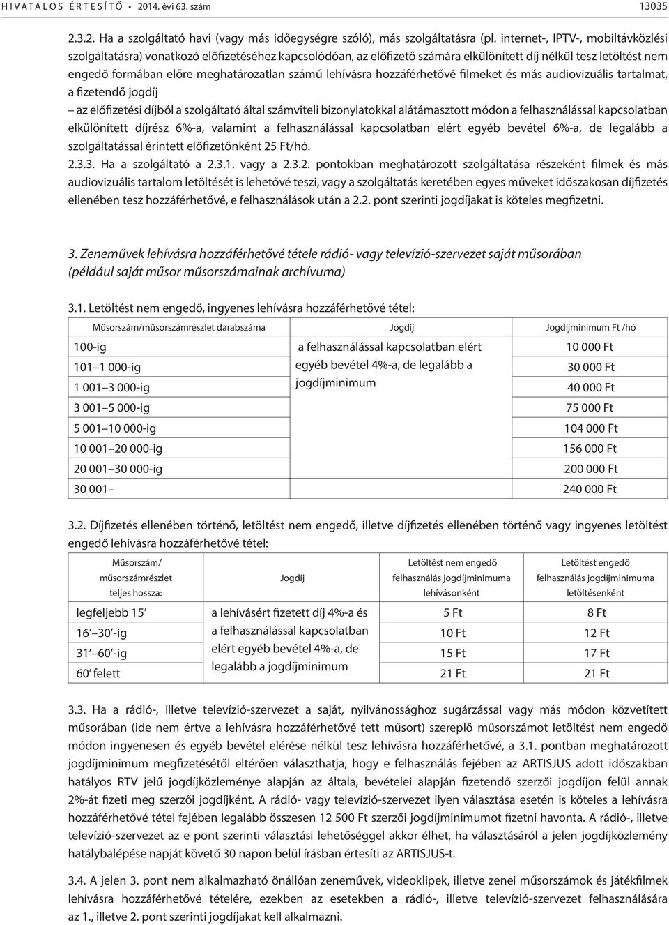 lehívásra hozzáférhetővé filmeket és más audiovizuális tartalmat, a fizetendő jogdíj az előfizetési díjból a szolgáltató által számviteli bizonylatokkal alátámasztott módon a felhasználással