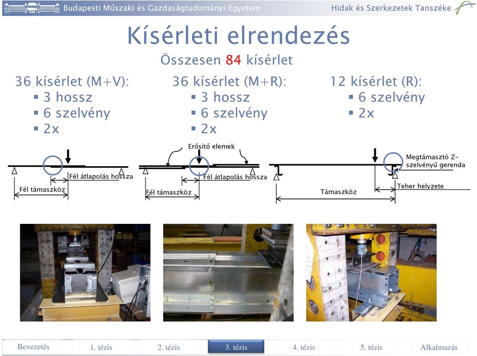 átlapolás hossza Fél támaszköz Fél átlapolás hossza Támaszköz Teher helyzete Könnyűszerkezetes Bevezetés