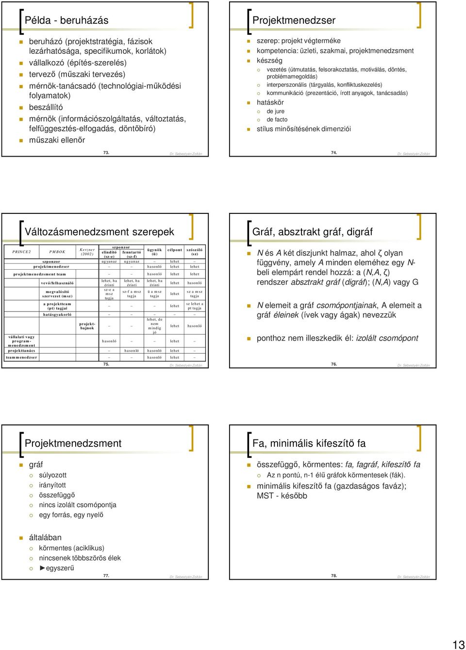 projektmenedzsment készség vezetés (útmutatás, felsorakoztatás, motiválás, döntés, problémamegoldás) interperszonális (tárgyalás, konfliktuskezelés) kommunikáció (prezentáció, írott anyagok,