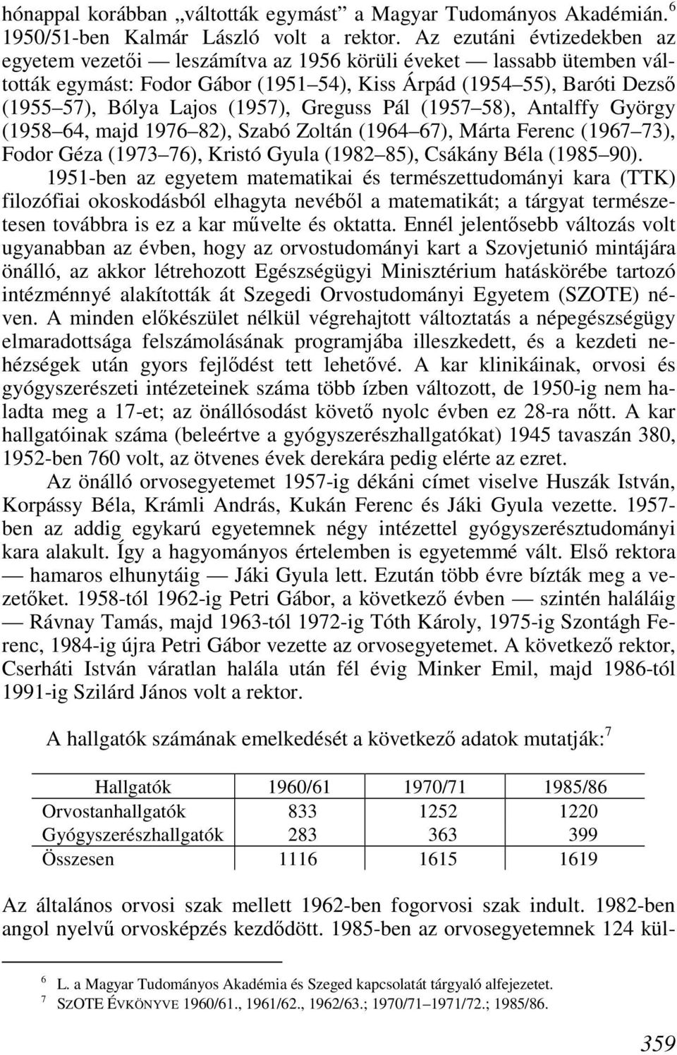 Greguss Pál (1957 58), Antalffy György (1958 64, majd 1976 82), Szabó Zoltán (1964 67), Márta Ferenc (1967 73), Fodor Géza (1973 76), Kristó Gyula (1982 85), Csákány Béla (1985 90).