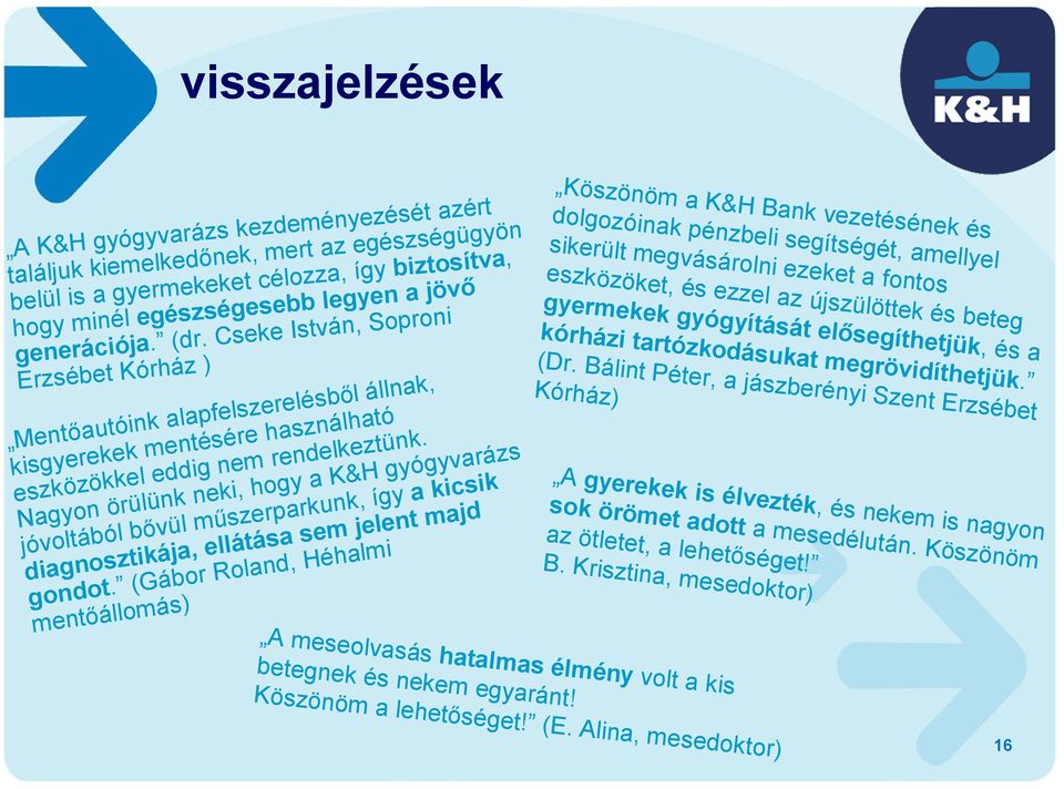 Nagyon örülünk neki, hogy a K&H gyógyvarázs jóvoltából bővül műszerparkunk, így a kicsik diagnosztikája, ellátása sem jelent majd gondot.