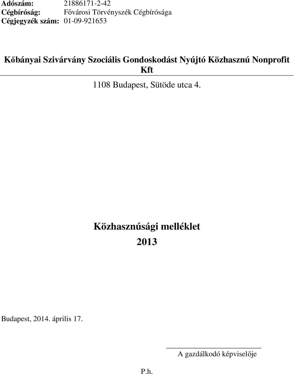 Szociális Gondoskodást Nyújtó Közhasznú Nonprofit Kft 1108