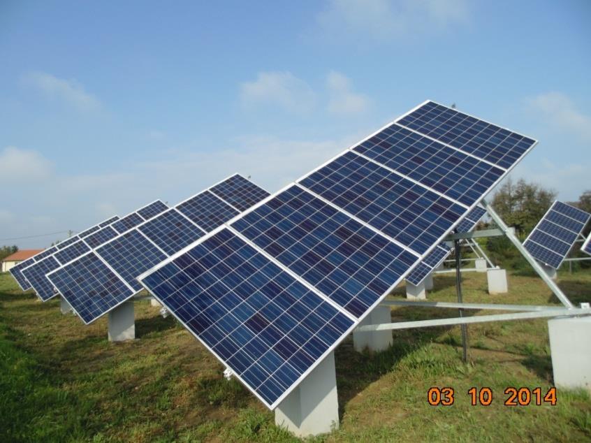 Fotovoltarikus napelemtelep 12 db forgatós egység Összteljesítmény: 17 kw 1 egységen 5 napelem Bővíthetőség: 50 kw-ig Rendszerhez