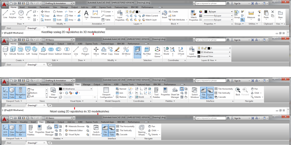 28 KÉPERNYŐMŰVELETEK KÉPERNYŐMŰVELETEK Az AutoCAD hagyományosan két térrendszerben, modell- és papírtérben dolgozik.