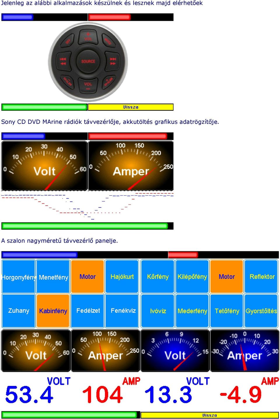 rádiók távvezérlıje, akkutöltés grafikus