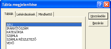 Nézetek a lekérdezésben A lekérdezés nézetei: Tervezı, Adatlap, SQL, Kimutatás és Kimutatásdiagram nézet.