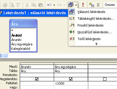 : www.pszfsalgo.hu, : radigyorgy@gmail.com, : 30/644-5111 MS-ACCESS XP Készítsünk egy választó lekérdezést.