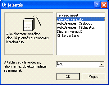 Jelentés típusai Egyoszlopos Táblázatos Csoportosítás/összegzés Címke Diagram Jelentés készítéshez rekordforrásként használhatunk egyszerre több táblát vagy lekérdezést.