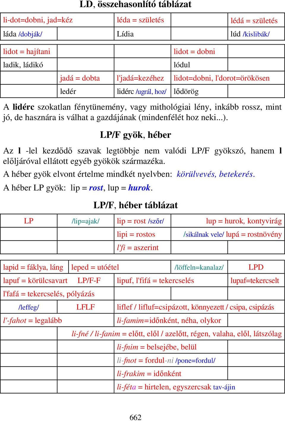 ..). LP/F gyök, héber Az l -lel kezdıdı szavak legtöbbje nem valódi LP/F gyökszó, hanem l elıljáróval ellátott egyéb gyökök származéka.