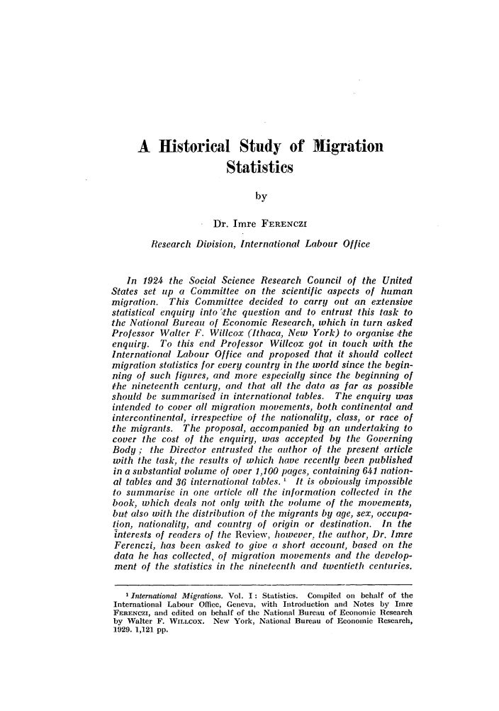 Korai kudarcok International Migration