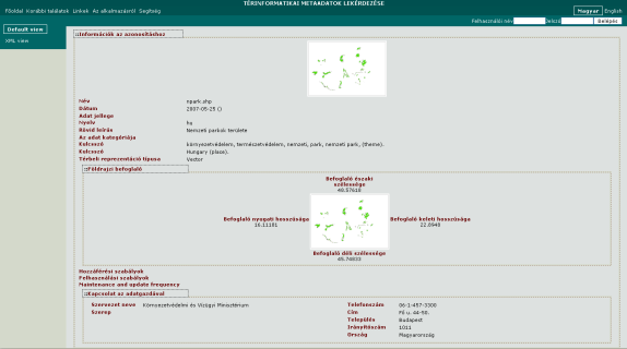 Térinformatikai metaadat-kereső Területfejlesztési fogalomtár A metaadat lekérdezők a