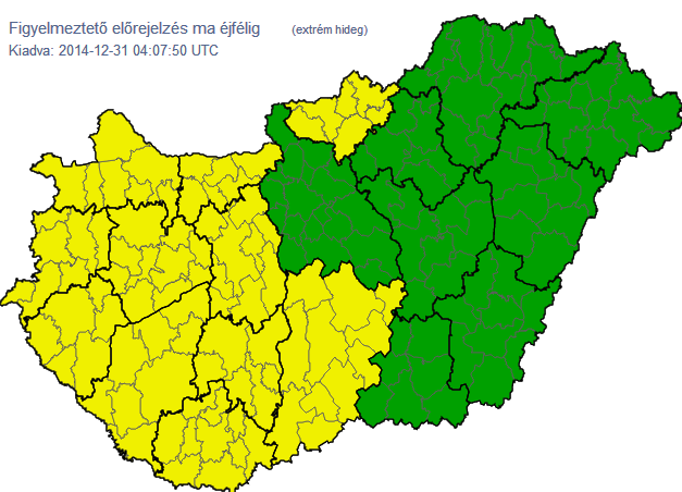 15. ábra 1. fokú figyelmeztetés extrém hidegre 214.