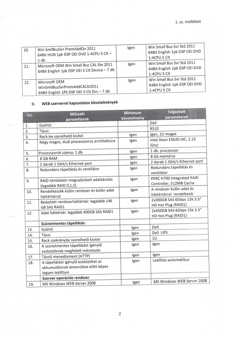 English lpk DSP OEI DVD 1-4CPU 5 Clt Igen Win Small Bus Svr Std 2011 64Bit English lpk DSP OEI DVD 1-4CPU 5 Clt II. WEB szerverrel kapcsolatos kovetelmenyek Ssz.