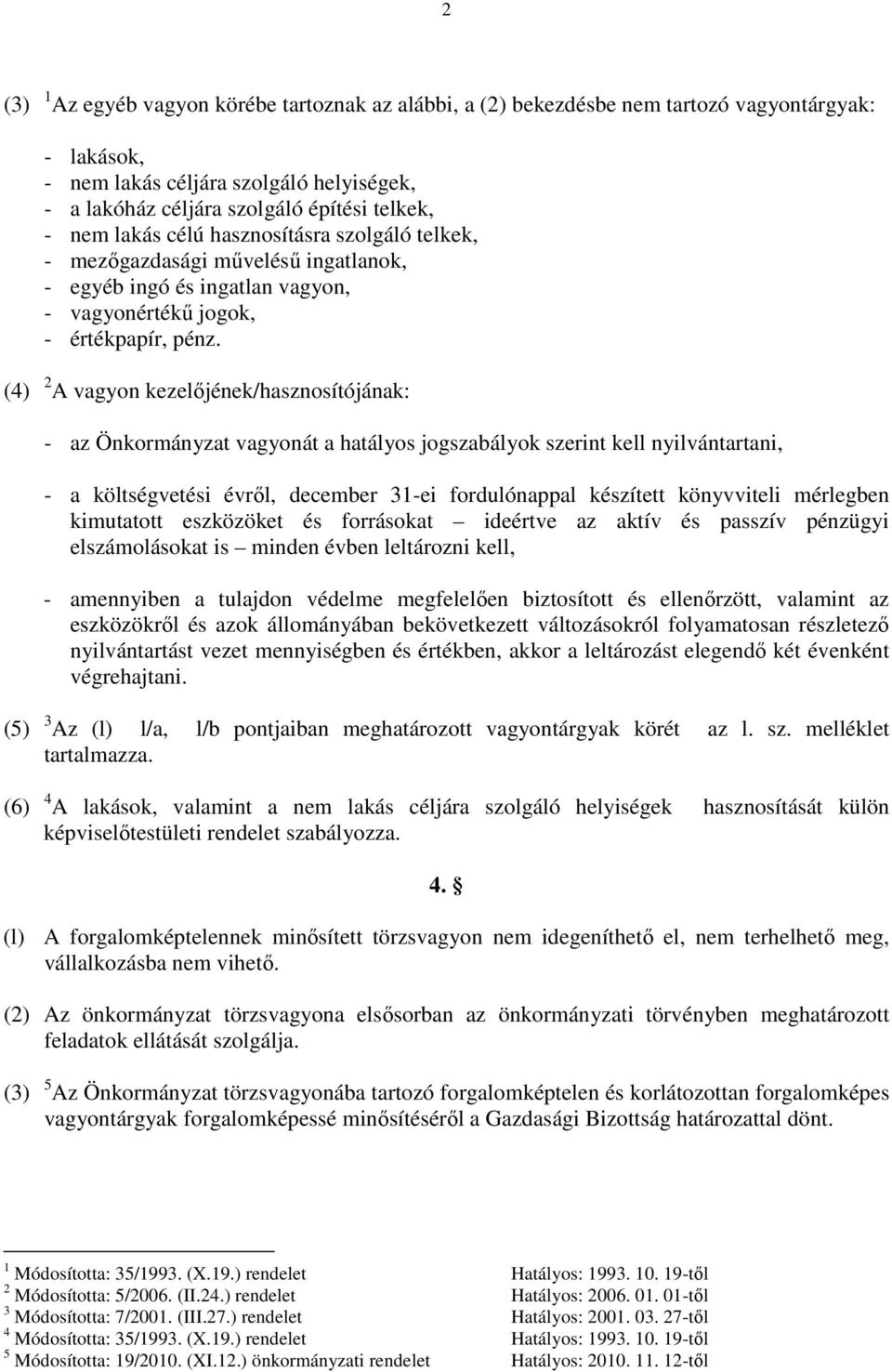 (4) 2 A vagyon kezelőjének/hasznosítójának: - az Önkormányzat vagyonát a hatályos jogszabályok szerint kell nyilvántartani, - a költségvetési évről, december 31-ei fordulónappal készített könyvviteli