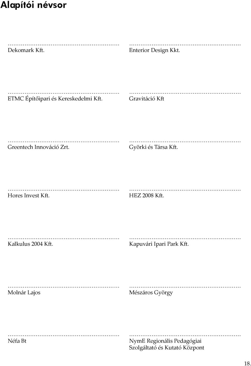 Györki és Társa Kft. Hores Invest Kft. HEZ 2008 Kft. Kalkulus 2004 Kft.