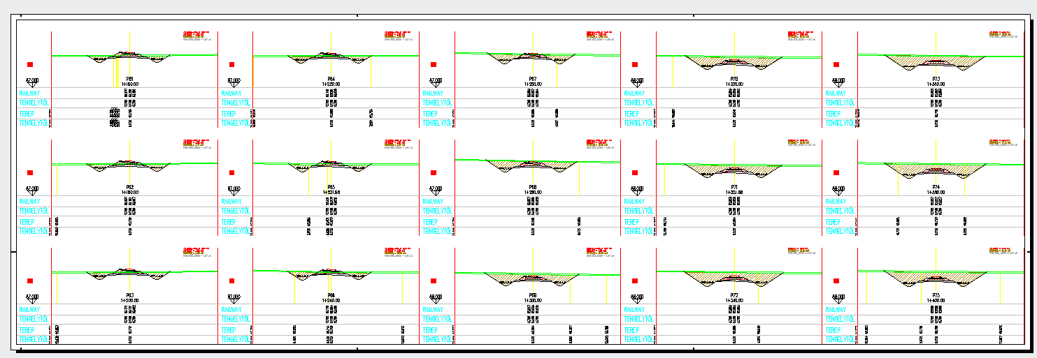 230. ábra Egy elkészített papírtér, ahol a keresztszelvény nézeteknek csak a