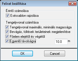 megírások, a magassági lekerekítő ívek kezdő és végpontjainak jelölése, a hossztengely szerinti bevágás és töltés területek, valamint a besűríthetők a tervezett magassági megírások a láblécben. 116.