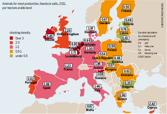 Állatsűrűség az Európai Unióban