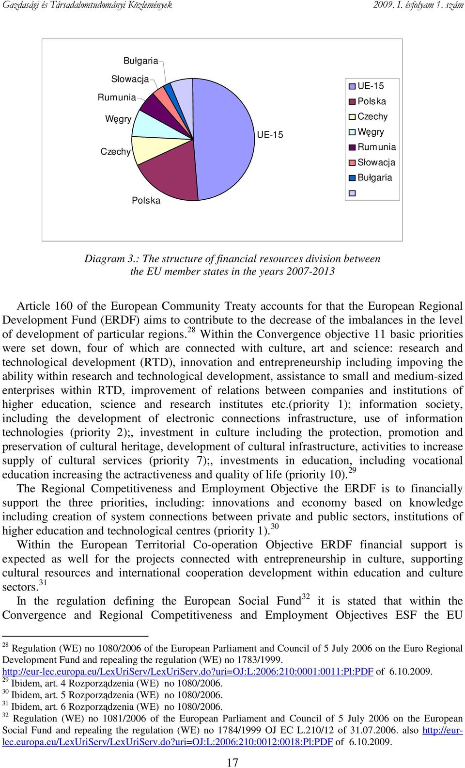 Fund (ERDF) aims to contribute to the decrease of the imbalances in the level of development of particular regions.