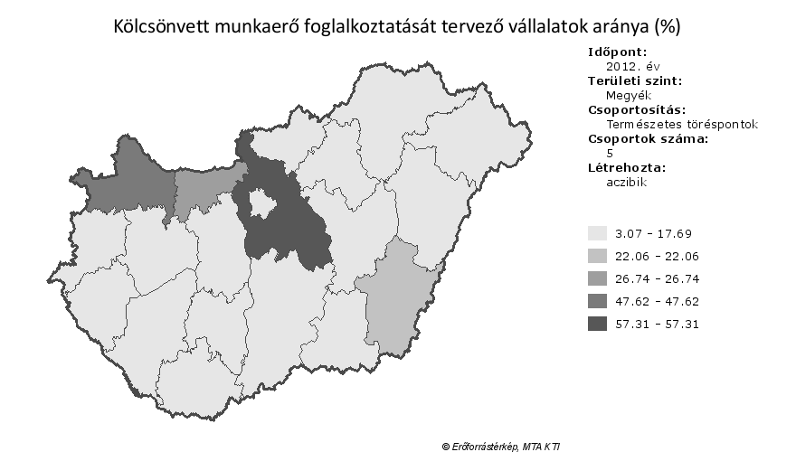 A munkaerő-kölcsönzés 2012-ben Közép-Dunántúlon és Nyugat-Dunántúlon volt a leggyakoribb. A vállalatoknak rendre 21, illetve 18 százaléka vett igénybe kölcsönzött munkaerőt.