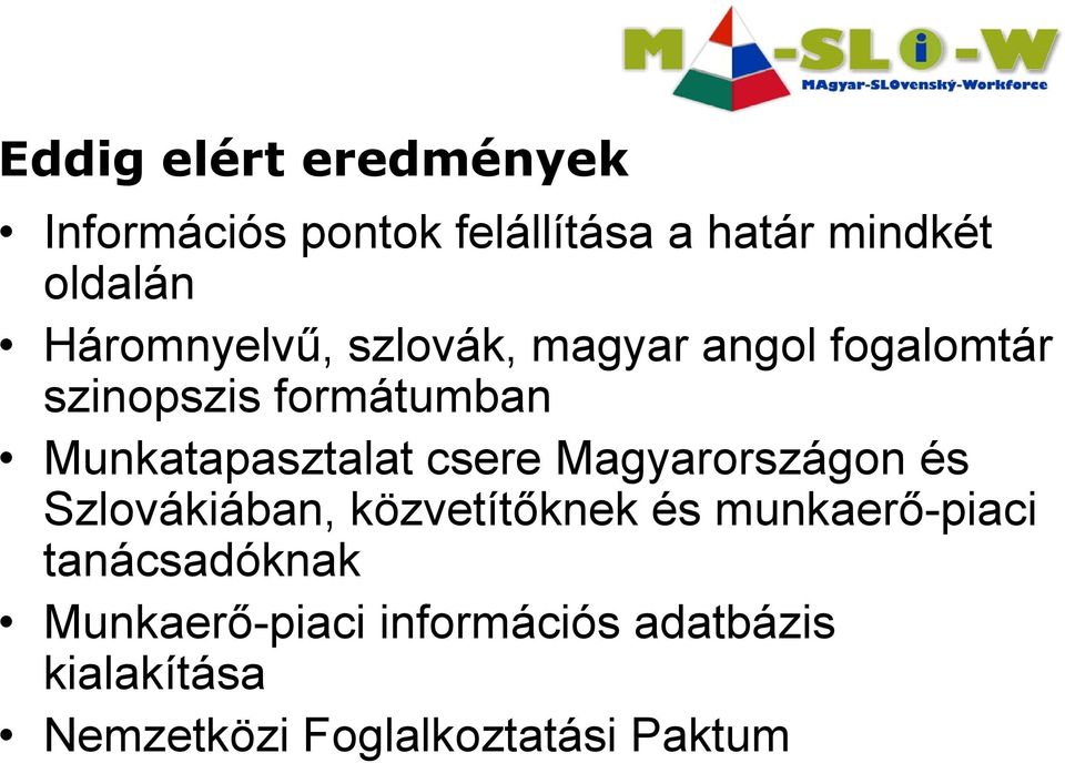 Munkatapasztalat csere Magyarországon és Szlovákiában, közvetítőknek és